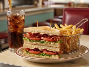 Triple Decker Blt + fries + Free Soda