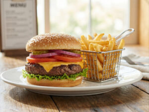 1/2 Pound Cheeseburger + Fries + Can of Soda