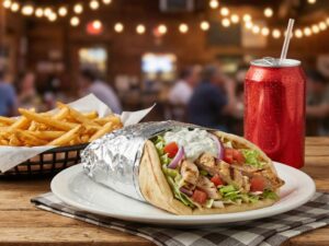 Chicken Or Lamb Gyro + Fries + Free Can Soda