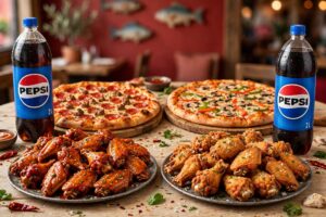 #15 -Two 18" Pizza + 2 Toppings + 40 Wings + (2) 2 Liter Soda