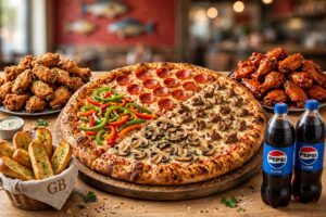 #19 - 36" Pizza + 4 Topping Combo+ 40 Wings + Garlic Balls+ (2) 2 Liter Soda