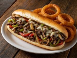 Philly Steak Bomb + Onion Rings